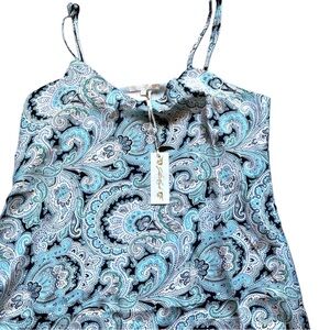 Gold Hawk Paisley 100% Silk Cami- Indigo Blue Paisley NWT Size Medium